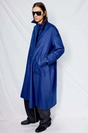 Loro Piana Heavy Wool Breasted Coat - Blue