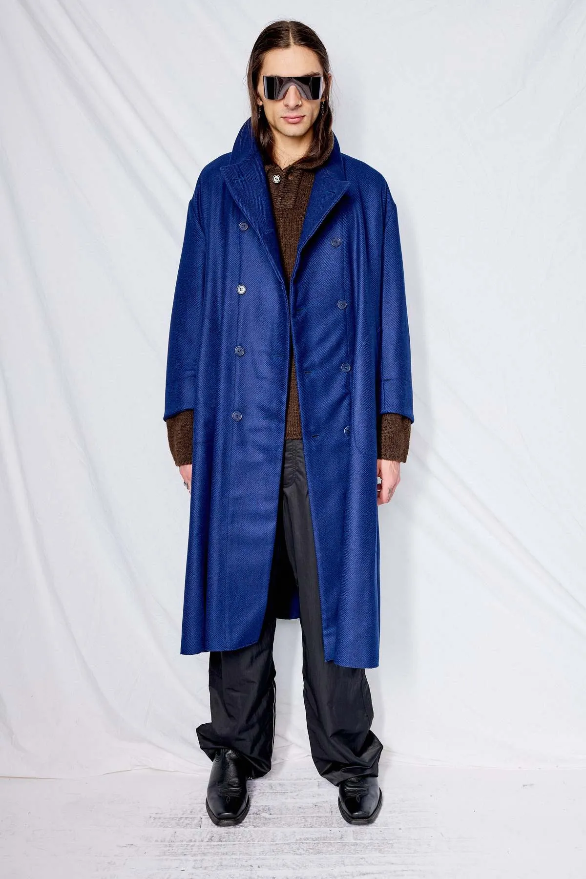 Loro Piana Heavy Wool Breasted Coat - Blue