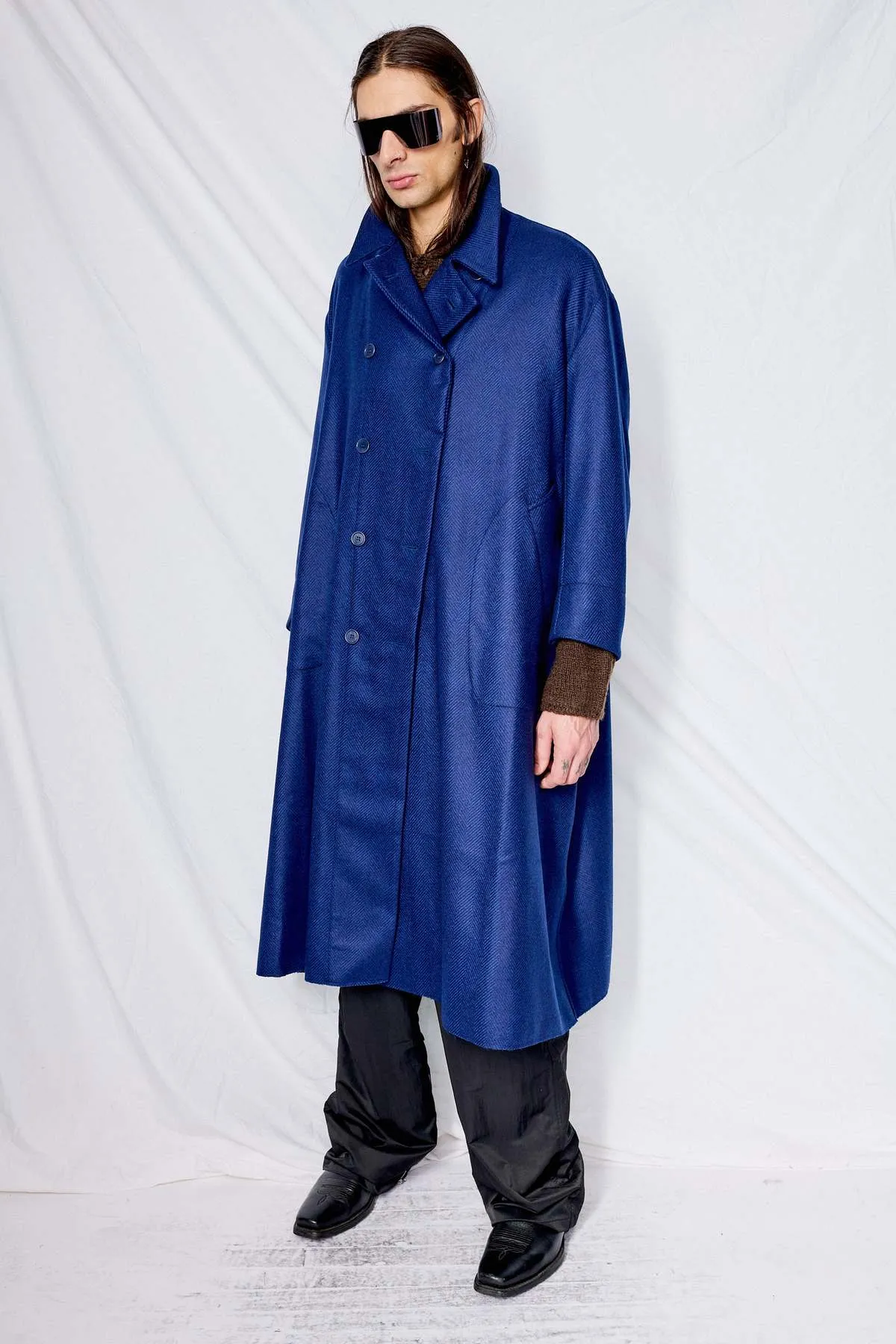 Loro Piana Heavy Wool Breasted Coat - Blue