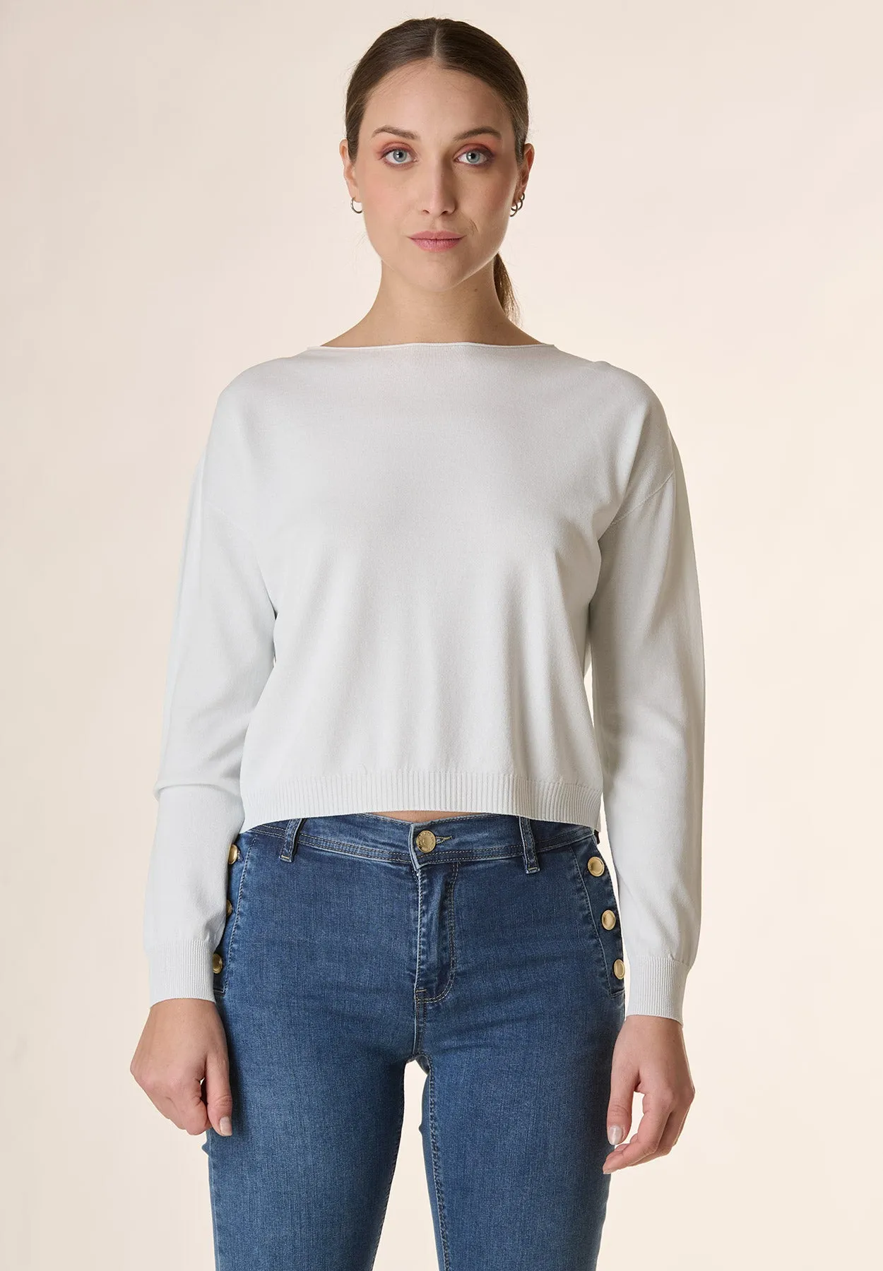 Maglia ghiaccio girocollo cropped