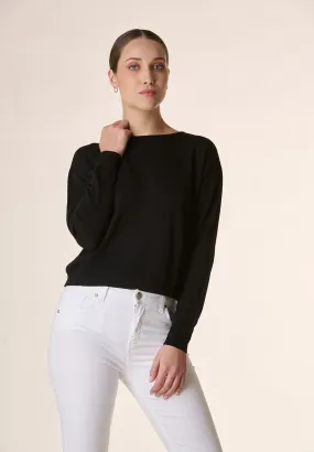 Maglia nera girocollo cropped