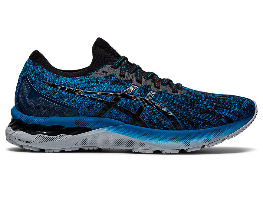 Men's Asics Gel-Nimbus 23 Knit, Reborn Blue/Black, 9.5 D Medium