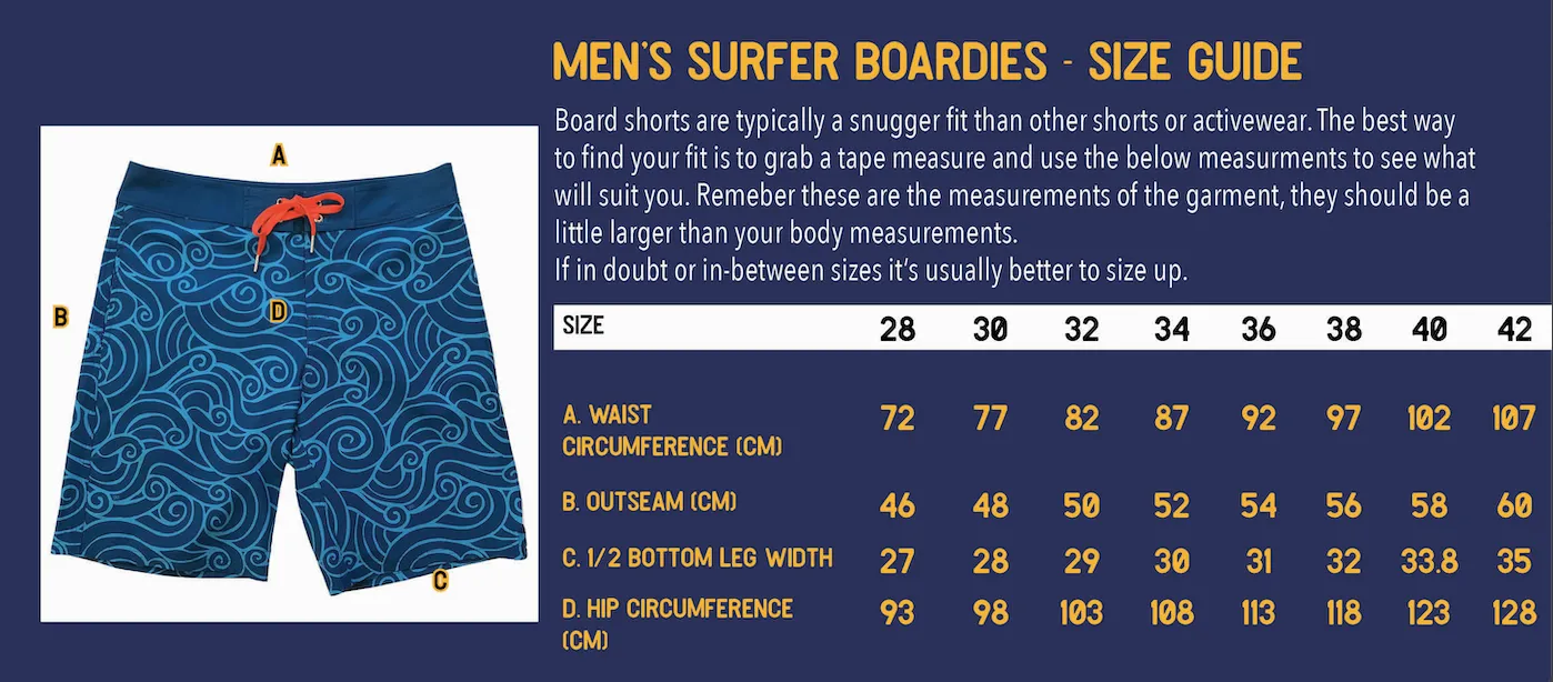 Men's Surfer Boardies: Turquoise Dingo