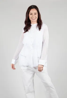 Mesh Asymmetric Blouse in White