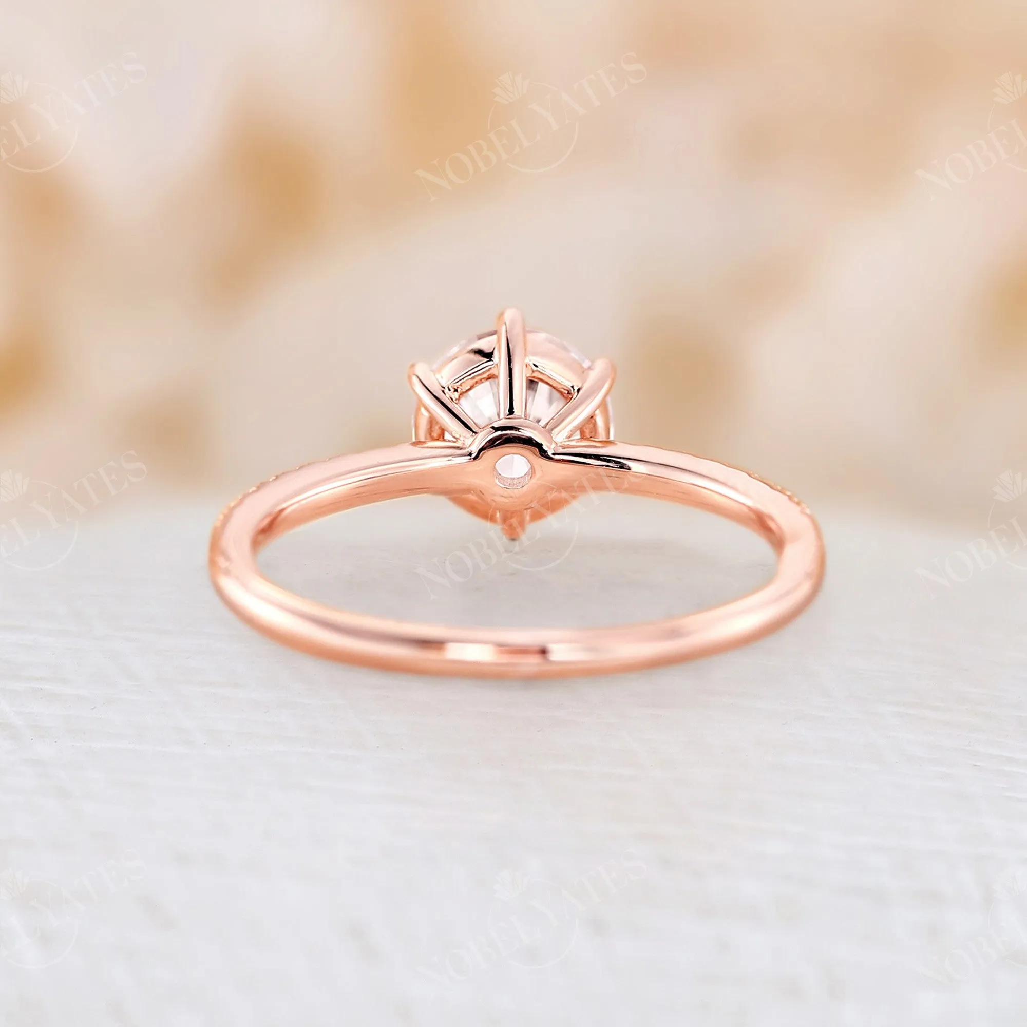 Moissanite Classic Round Pave Engagement Ring Rose Gold