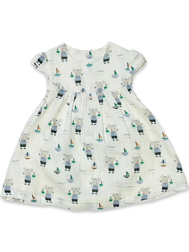 Mouse Sailor Cap Sleeve Dress+Bloomer (Organic Muslin)