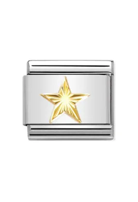 Nomination Composable Classic SYMBOLS DIAMOND-CUT STAR in Steel and Bonded Yellow Gold