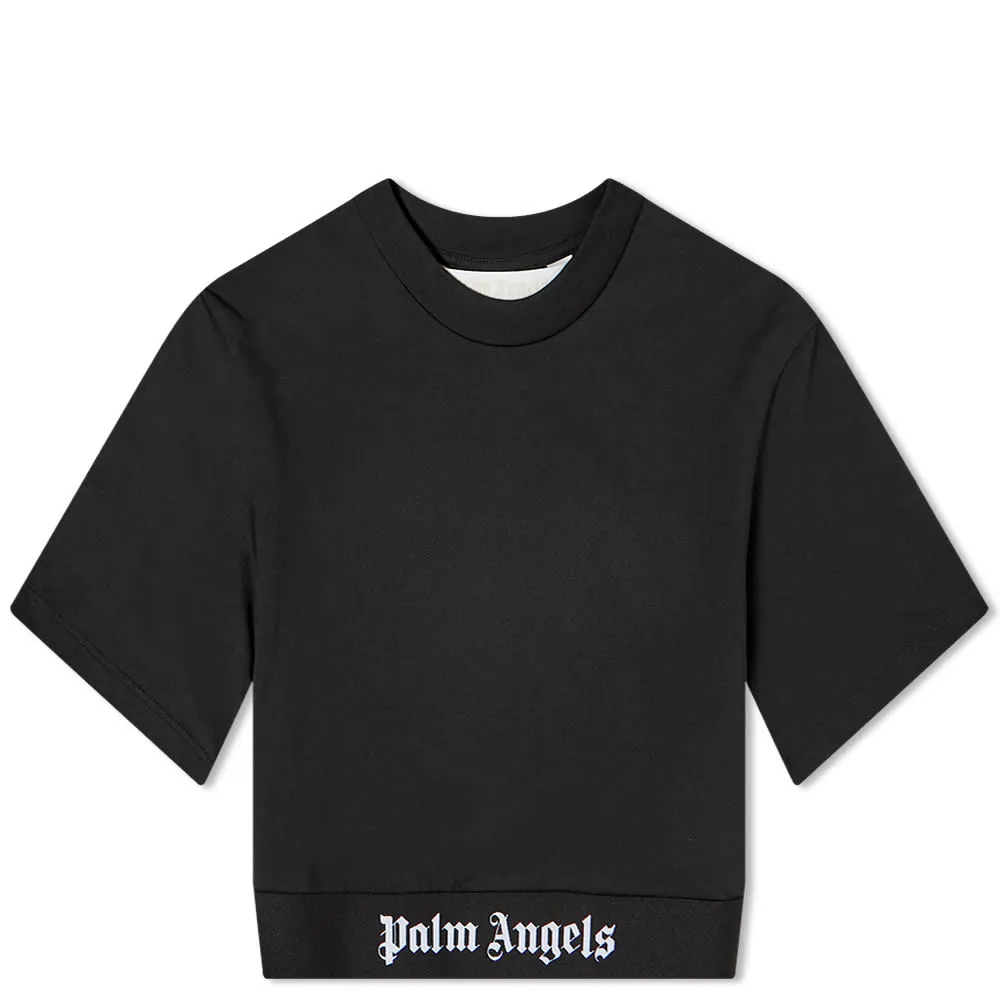 Palm Angels Logo Tape Cropped T-ShirtBlack & White