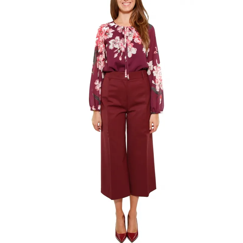 PANTALONE CROPPED LINEA AMPIA, BORDEAUX