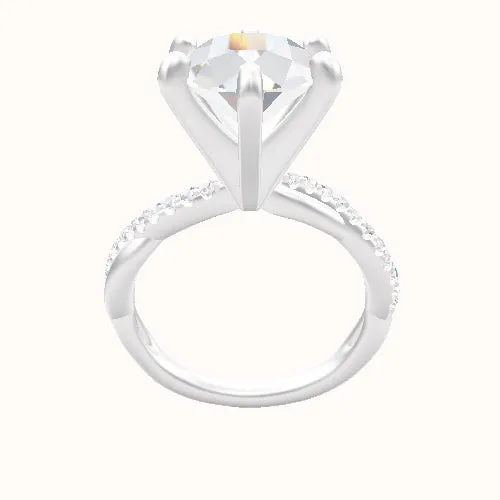 Pave Rope Engagement Ring With Classic Six Prong Head