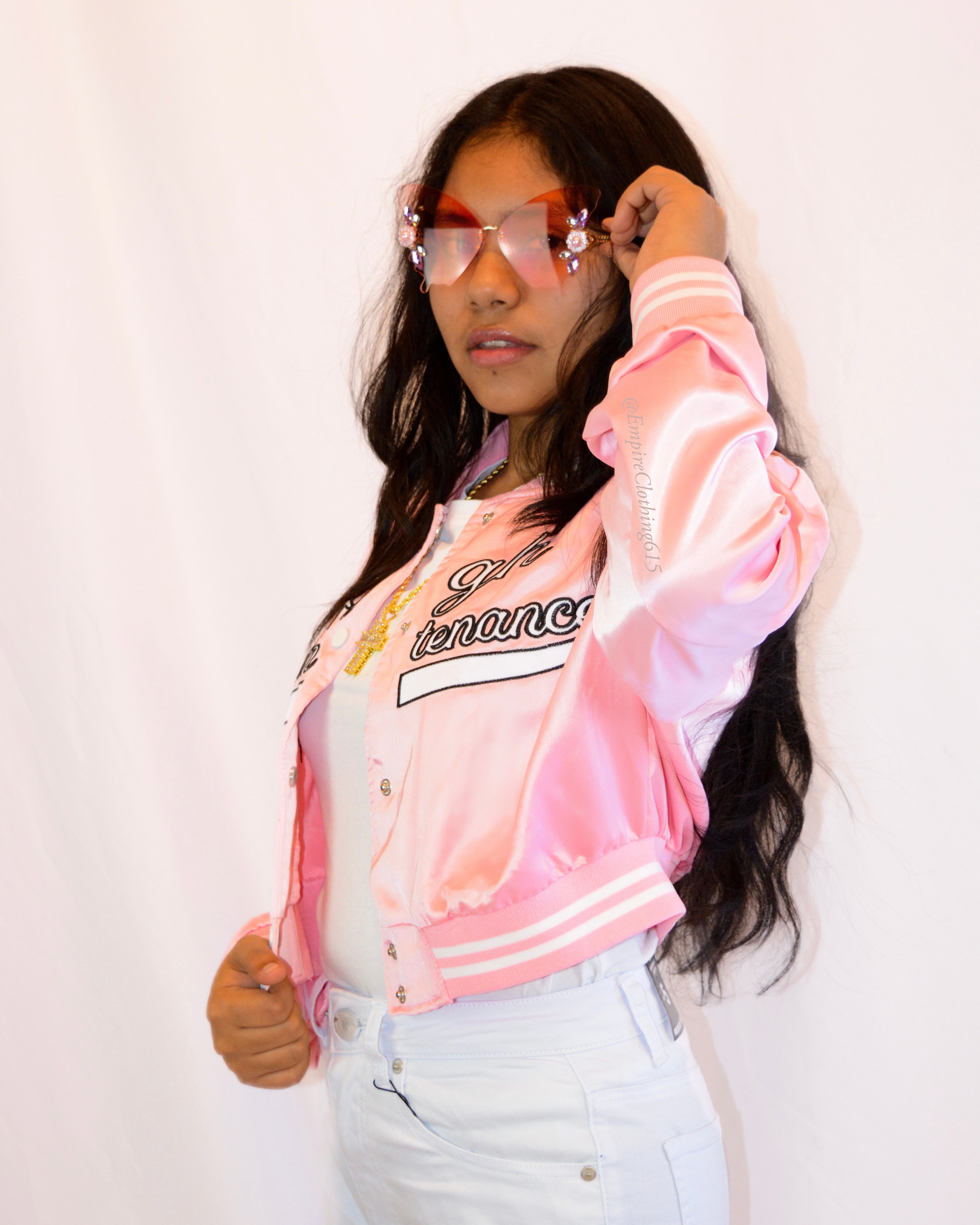 Satin Embroidered Bomber Jacket