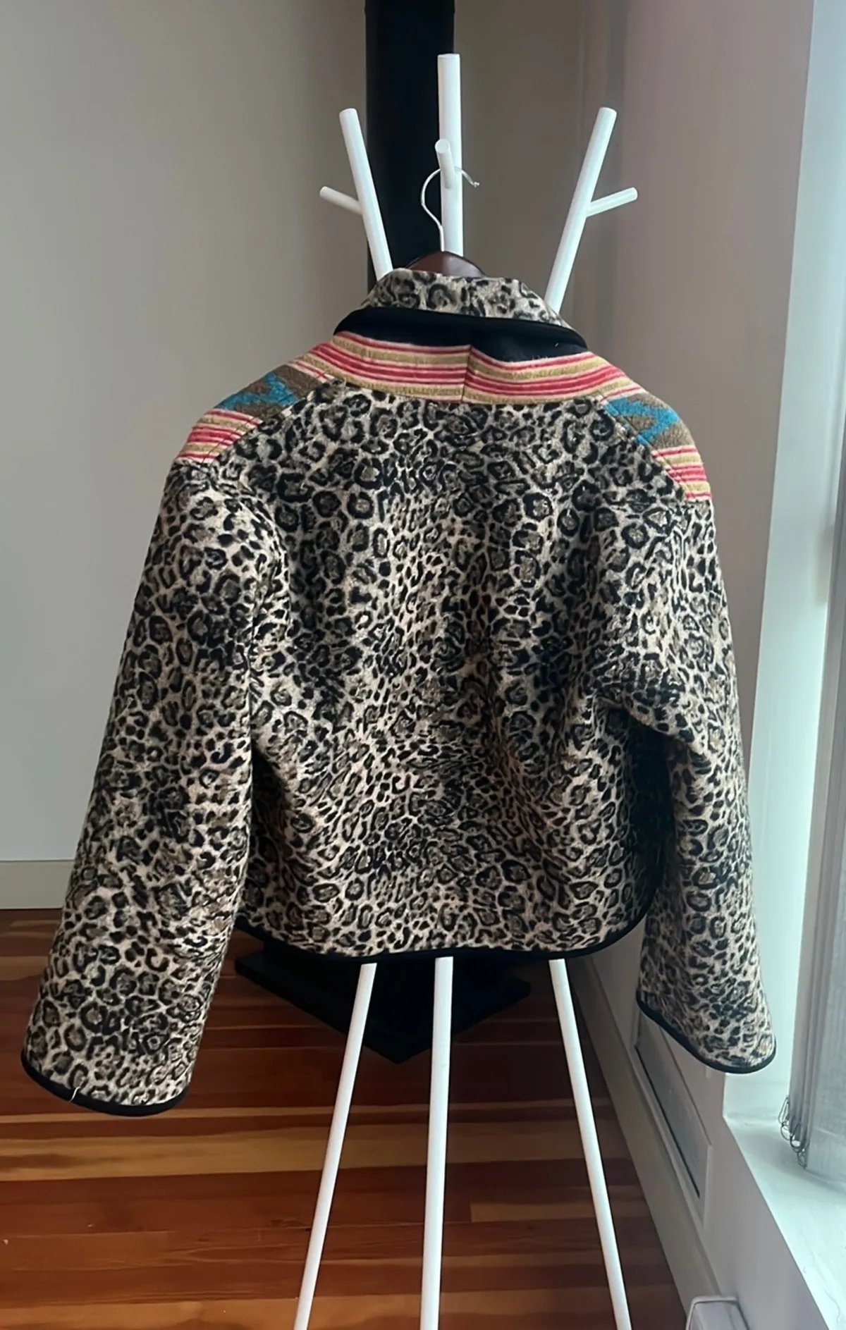 Shawled Collar Coat in Leopard Mix 