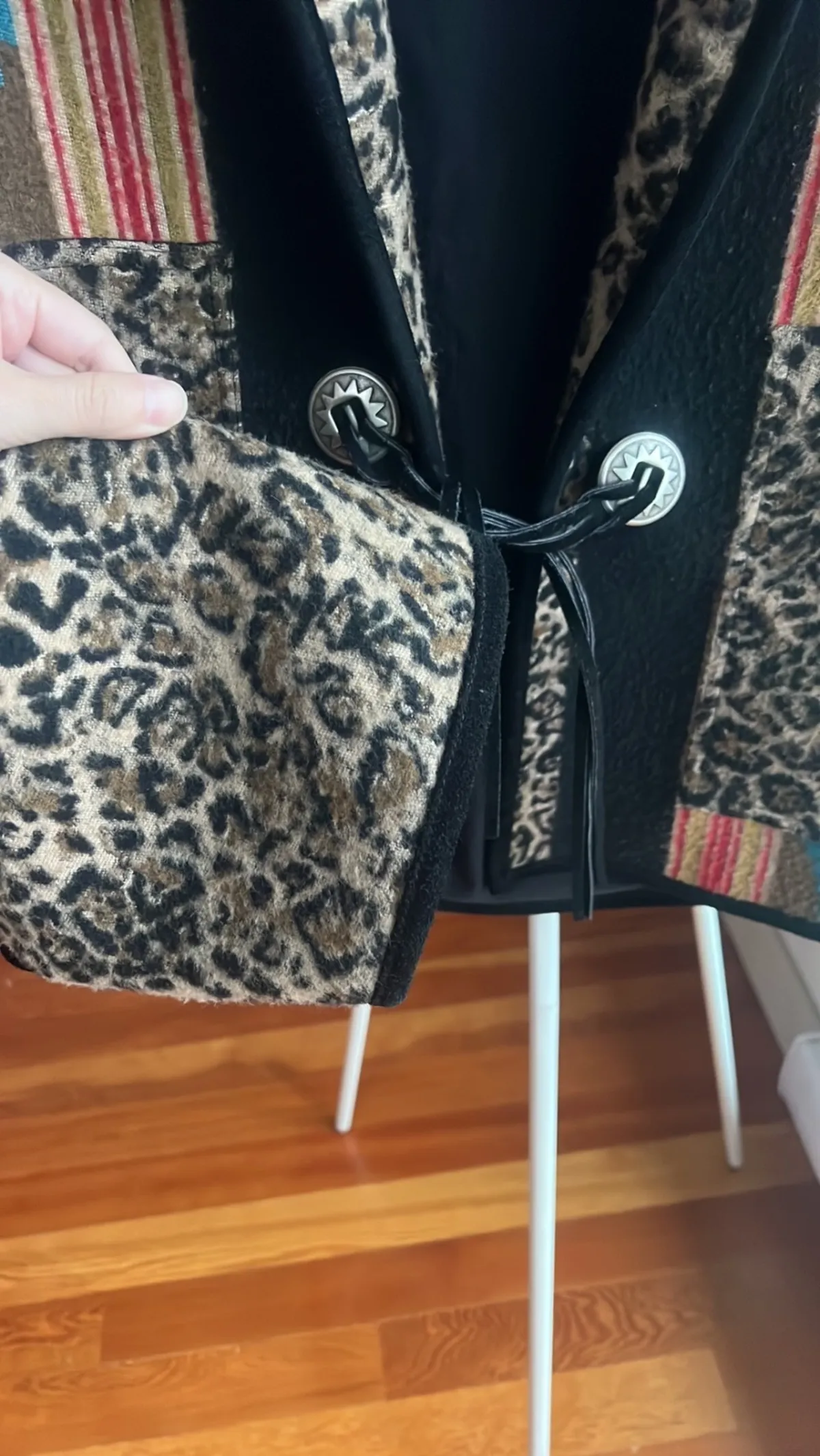 Shawled Collar Coat in Leopard Mix 