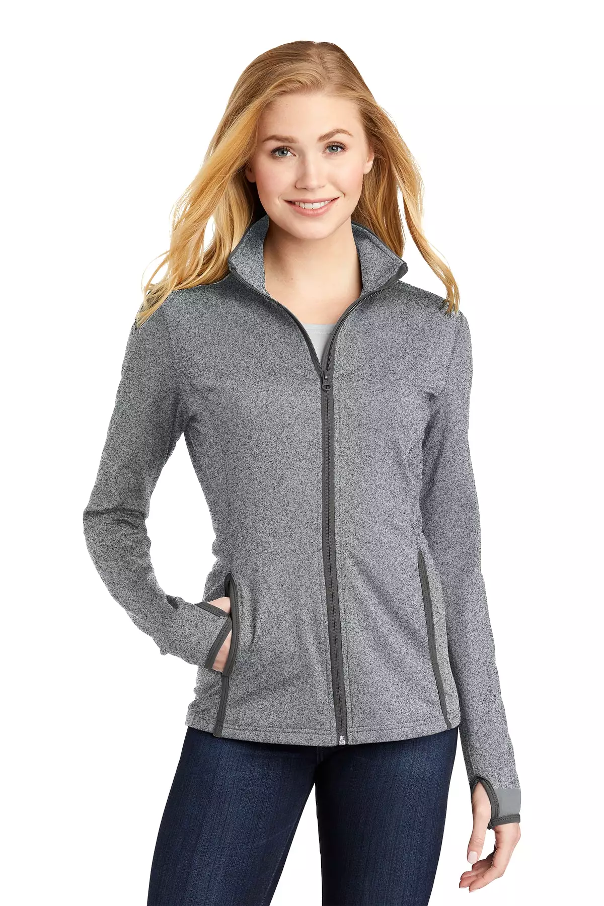 Sport-Tek LST853 Ladies Sport-Wick Stretch Contrast Full-Zip Jacket