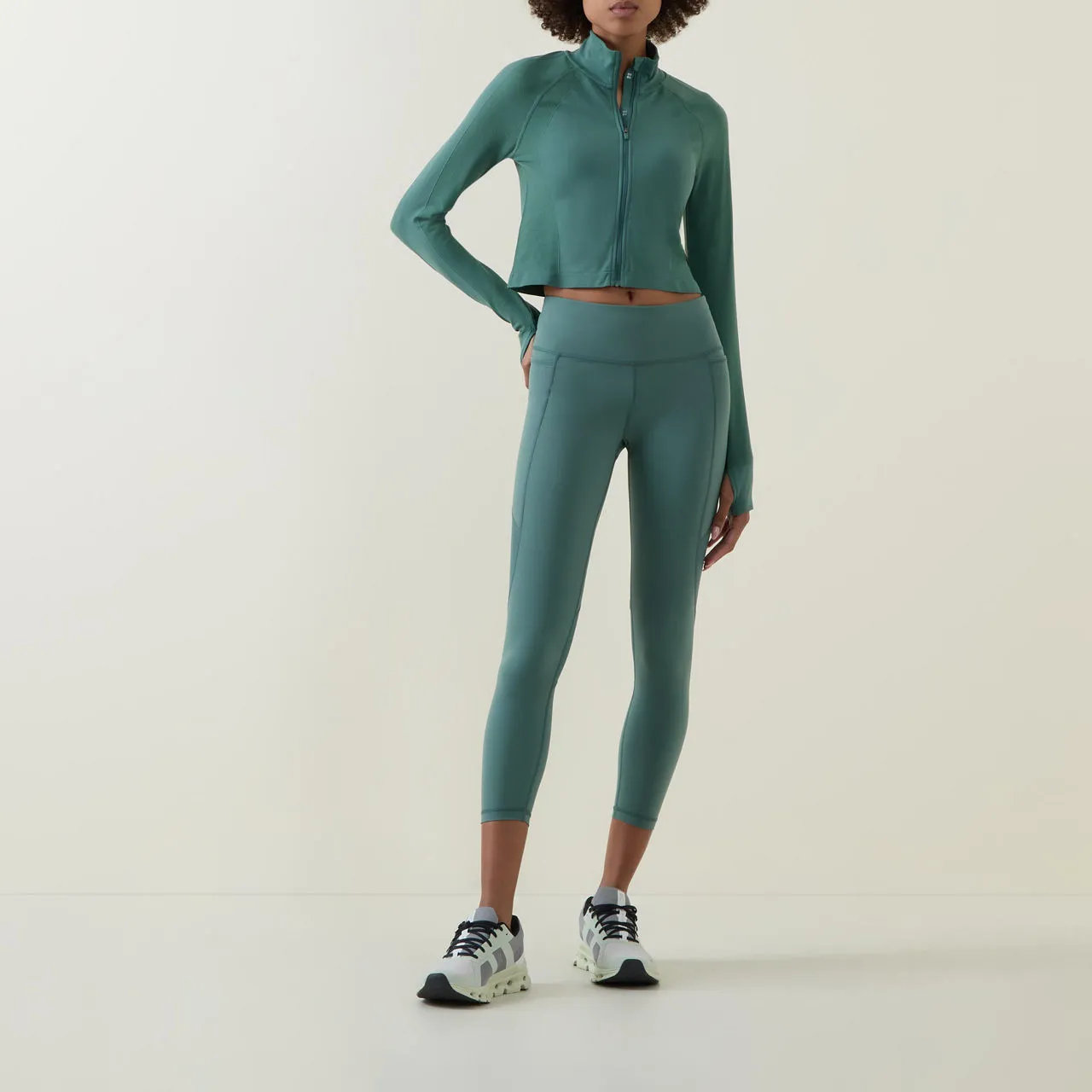 SWEATY BETTY Athlete Cropped Seamless Gym Jacket - Green