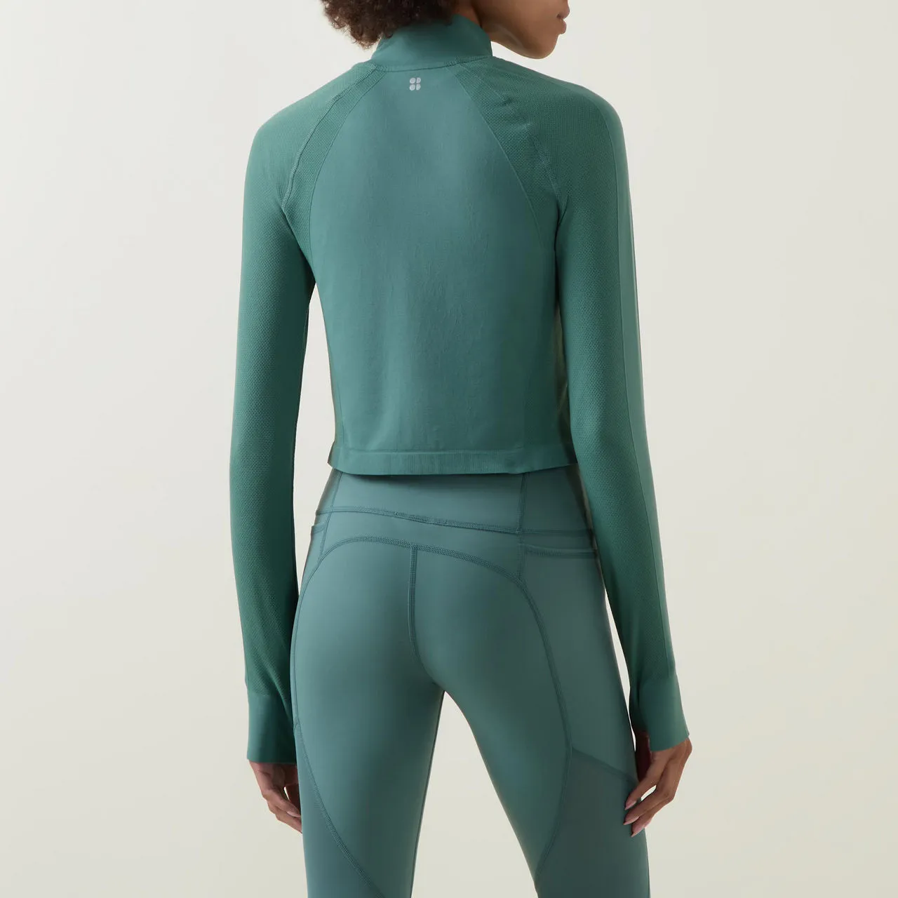 SWEATY BETTY Athlete Cropped Seamless Gym Jacket - Green