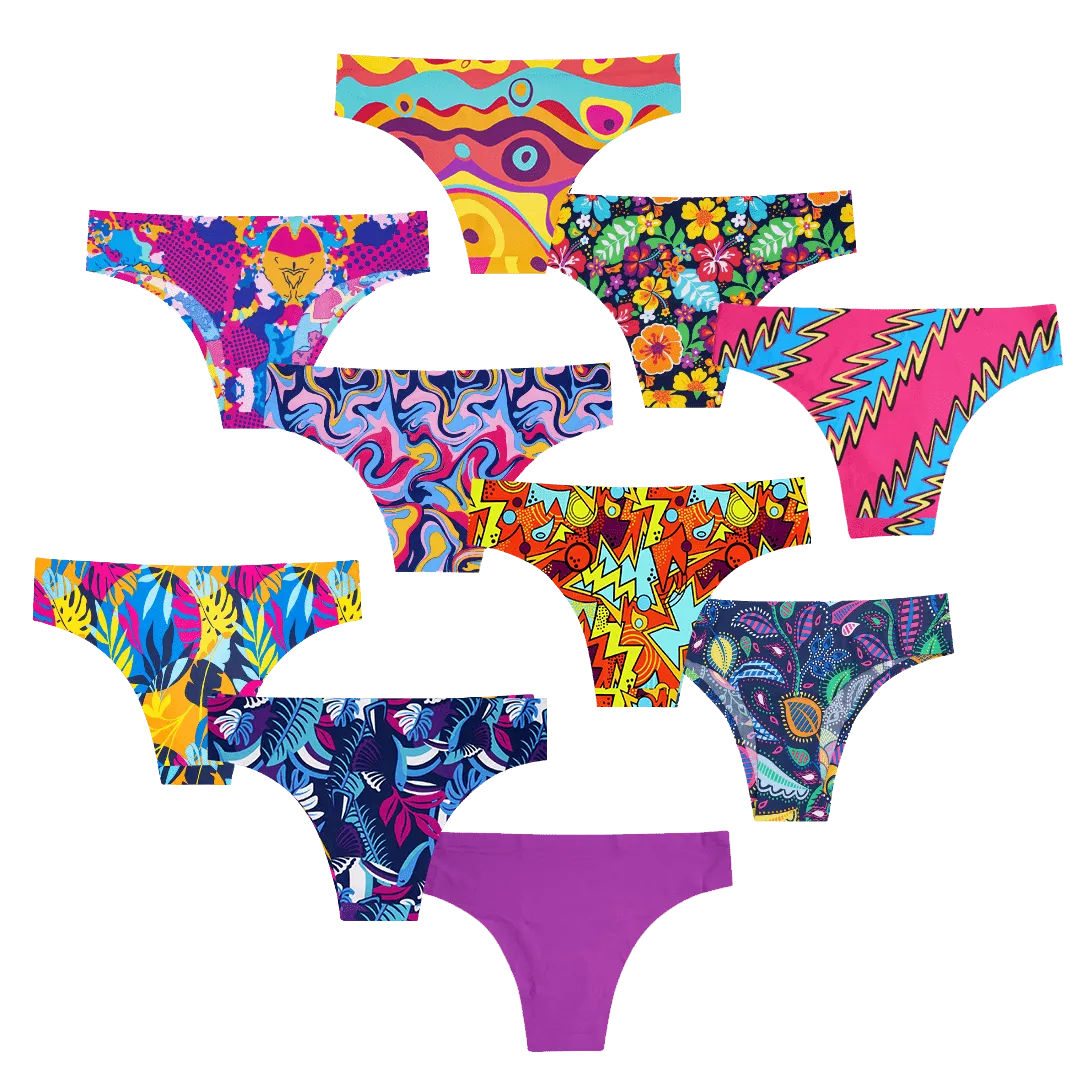 The Oddballs Top Ten Bundle - Ladies Seamless  Brazilian Briefs 10 Pack Bundle