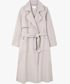 The White Company Womens Pale Grey Storm-flap double-faced wool-blend trench coat