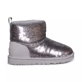 UGG Classic Mini Mirror Ball Silver Boots - Women's