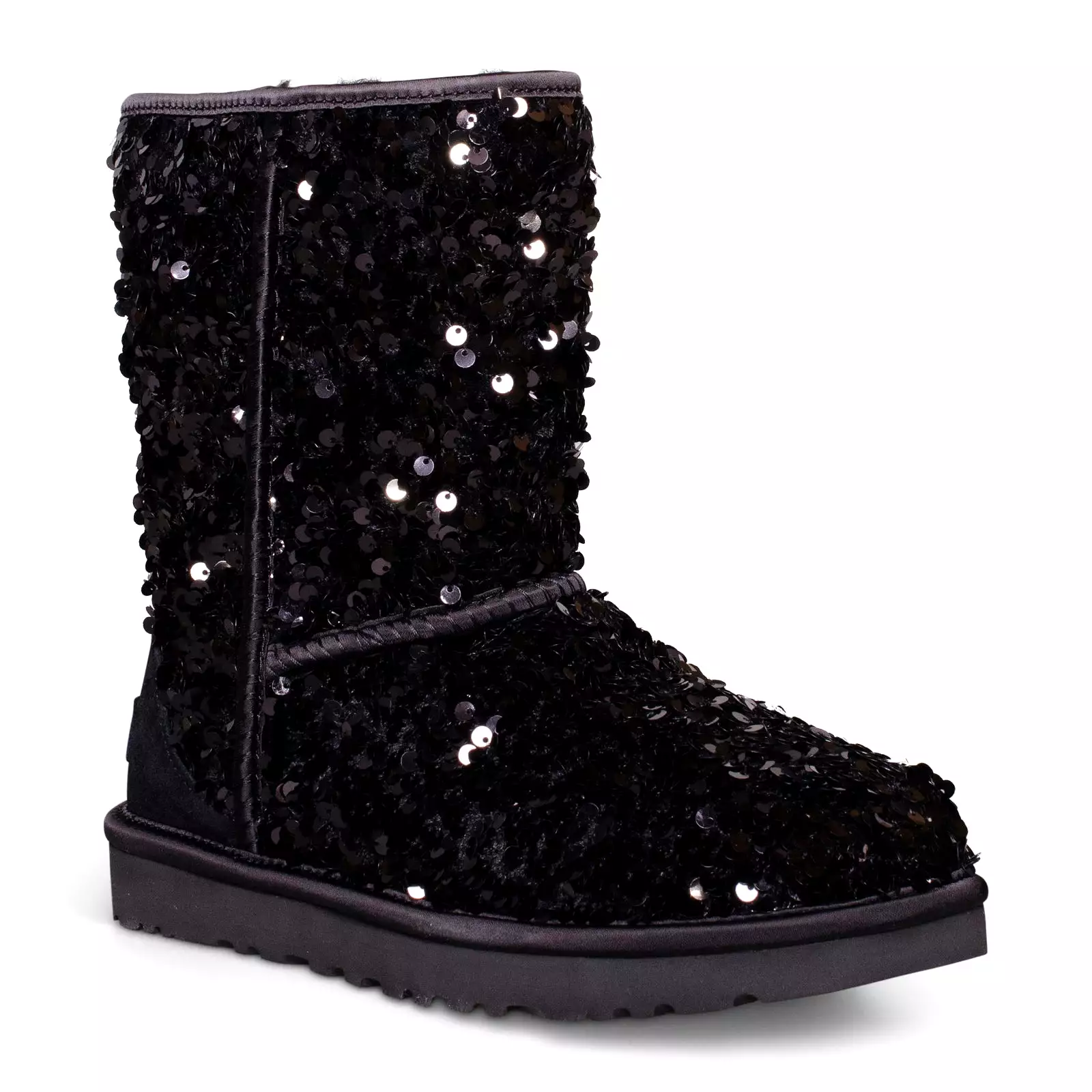 UGG Classic Short Chunky Sequin Black Boots - Women's