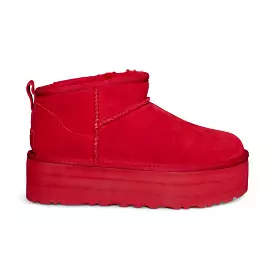 UGG Classic Ultra Mini Platform Samba Red Boots - Women's