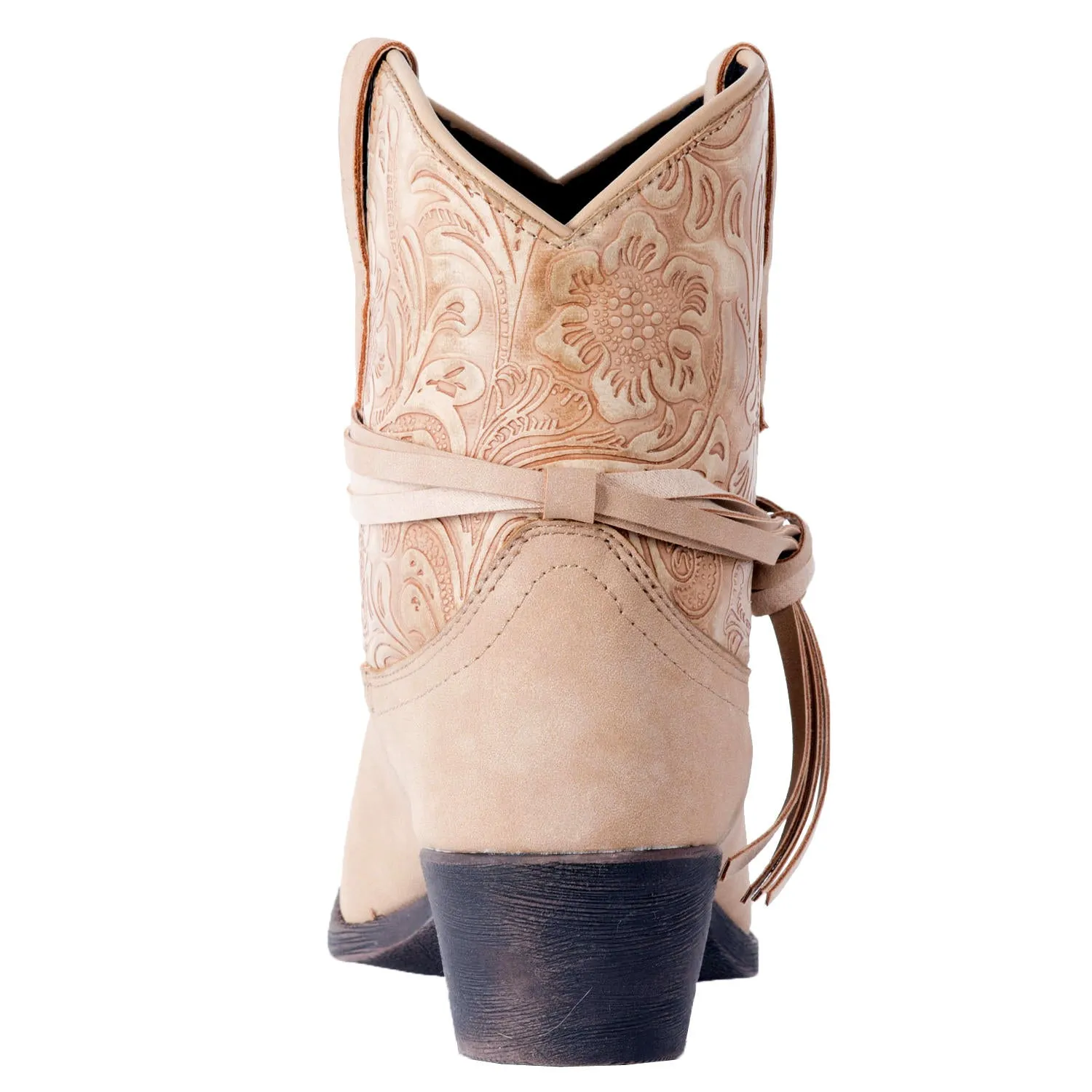 Valerie Leather Tan Tie Around Booties (DS)