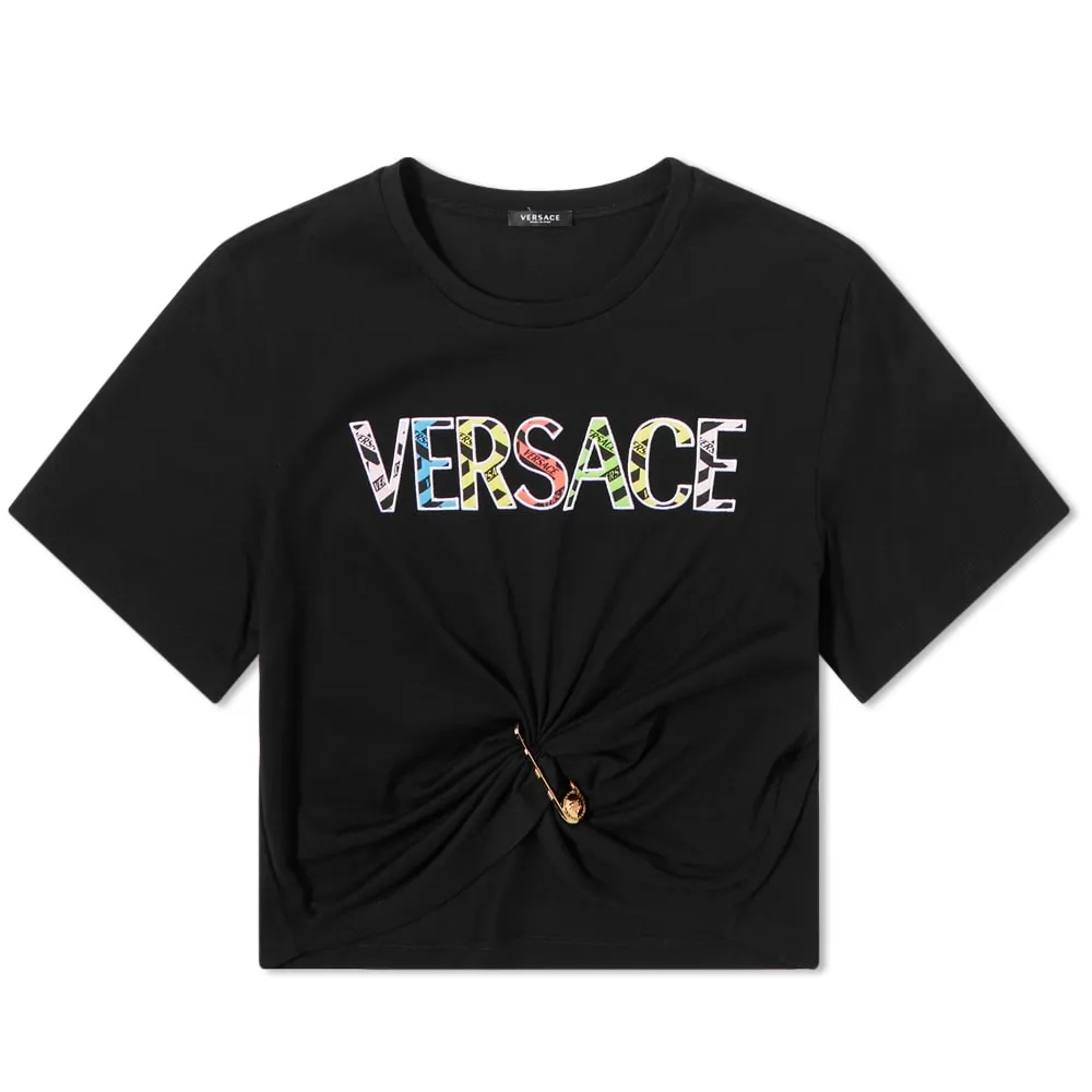 Versace Logo Cropped T-ShirtBlack