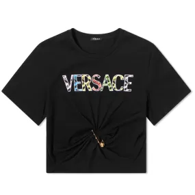 Versace Logo Cropped T-ShirtBlack