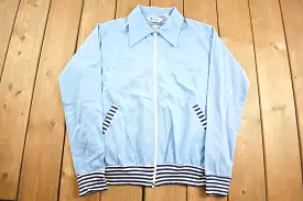 Vintage 1970s KP Spear Collar Zip Up Shirt Light Jacket Striped Cuffs / 1990s Zip Up / Vintage Shirt Jacket / Basic Zip Shirt Ja