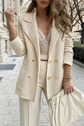 Women's Blazer Long Sleeve Blazers Button Simple Style Solid Color