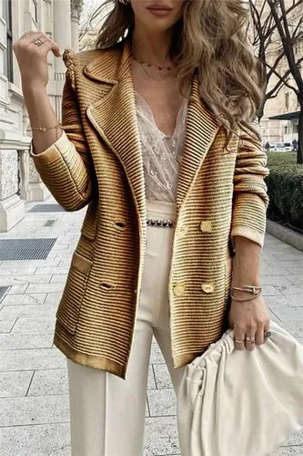 Women's Blazer Long Sleeve Blazers Button Simple Style Solid Color