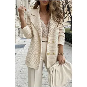 Women's Blazer Long Sleeve Blazers Button Simple Style Solid Color