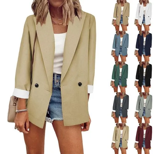 Women's Fashion Solid Color Patchwork Single Breasted Blazer Blazer