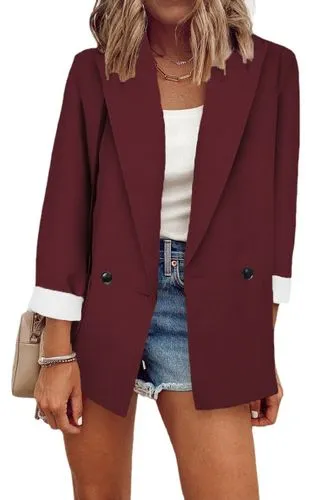 Women's Fashion Solid Color Patchwork Single Breasted Blazer Blazer