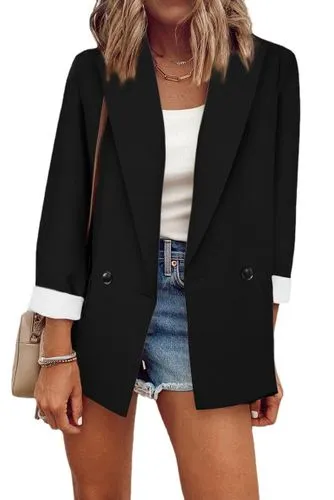 Women's Fashion Solid Color Patchwork Single Breasted Blazer Blazer