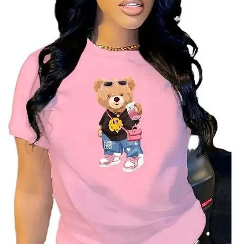 Women's T-shirt Short Sleeve T-Shirts Casual Cartoon Bear