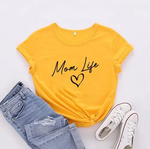 Women's T-shirt Short Sleeve T-Shirts MAMA Streetwear Letter Heart Shape