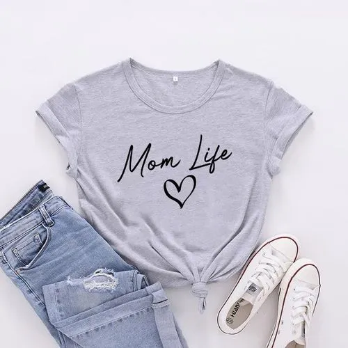 Women's T-shirt Short Sleeve T-Shirts MAMA Streetwear Letter Heart Shape