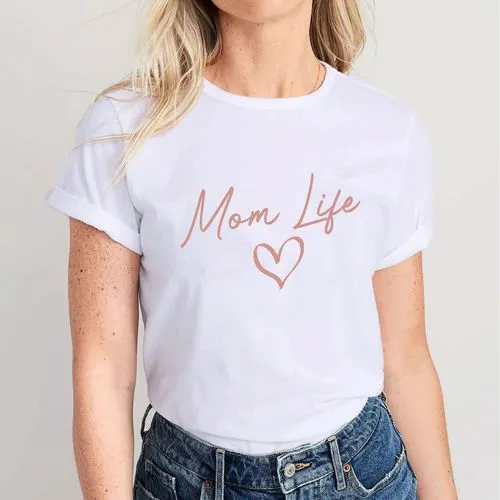 Women's T-shirt Short Sleeve T-Shirts MAMA Streetwear Letter Heart Shape