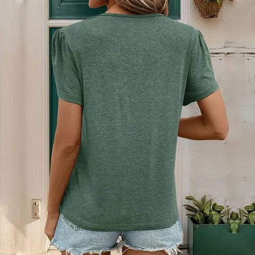 Women's T-shirt Short Sleeve T-Shirts Patchwork Streetwear Solid Color