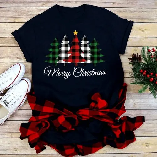 Women's T-shirt Short Sleeve T-shirts Printing Casual Christmas Tree Letter