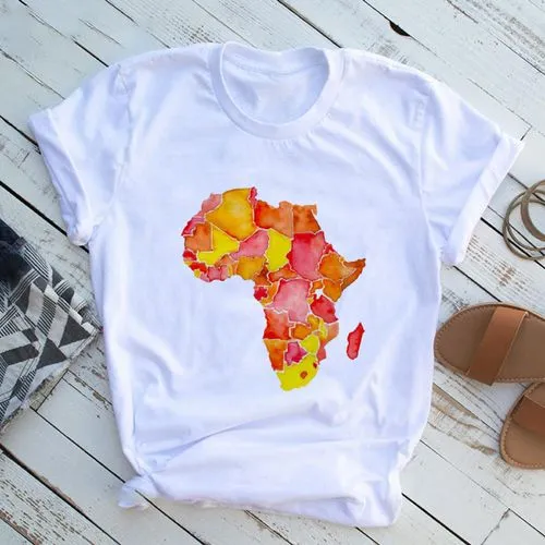 Women's T-shirt Short Sleeve T-shirts Printing Casual Map