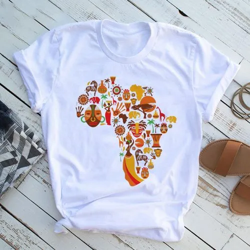 Women's T-shirt Short Sleeve T-shirts Printing Casual Map