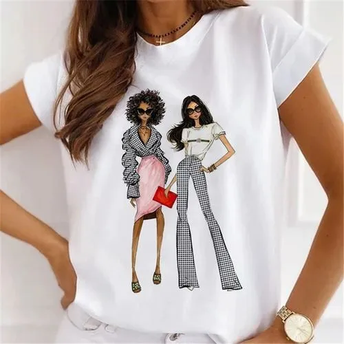 Women's T-shirt Short Sleeve T-Shirts Printing Casual Printing Cartoon