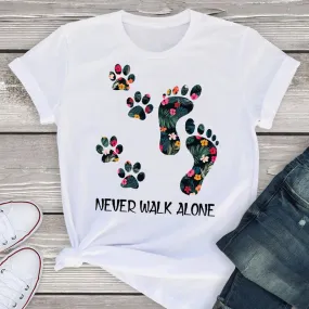 Women's T-shirt Short Sleeve T-shirts Printing Fashion Animal Letter