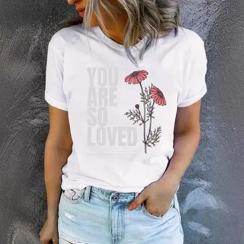 Women's T-shirt Short Sleeve T-Shirts Printing Streetwear Letter Flower