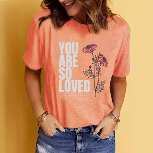 Women's T-shirt Short Sleeve T-Shirts Printing Streetwear Letter Flower