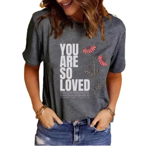 Women's T-shirt Short Sleeve T-Shirts Printing Streetwear Letter Flower