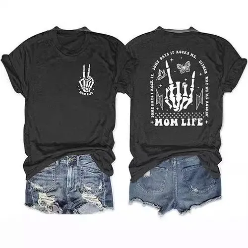 Women's T-shirt Short Sleeve T-Shirts Printing Streetwear Skeleton