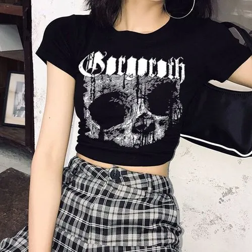 Women's T-shirt Short Sleeve T-shirts Punk Skull